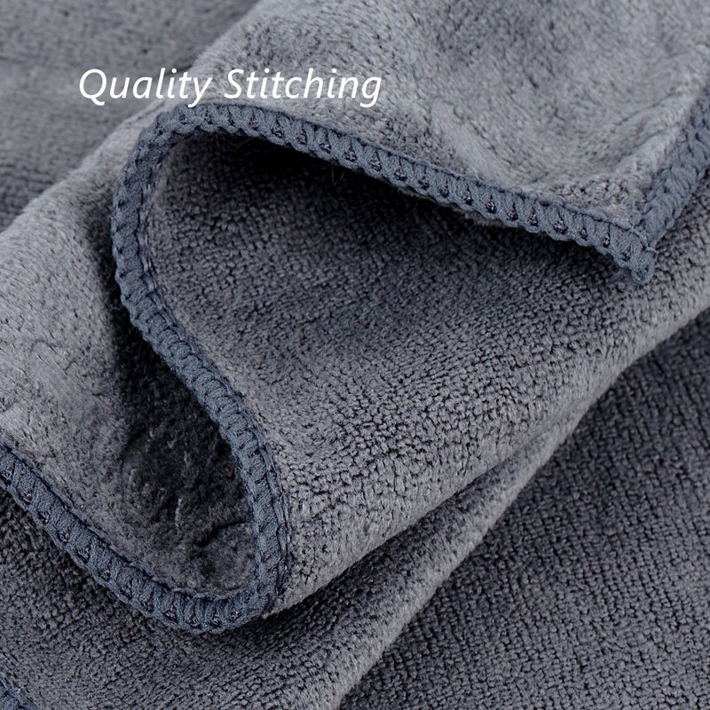 JML Pack of 2 Large Bath Towels Set, Oversized Microfiber Towel for Body, 30" x 60", Fast Drying, Soft Super Absorbent for Yoga, Gym,Spa, Sauna, Shower, Beach, Pool, Sport - Grey Floral Pattern - Image 4